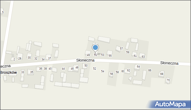 Broszków, Słoneczna, 51, mapa Broszków