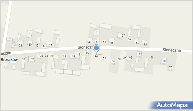 Broszków, Słoneczna, 52, mapa Broszków