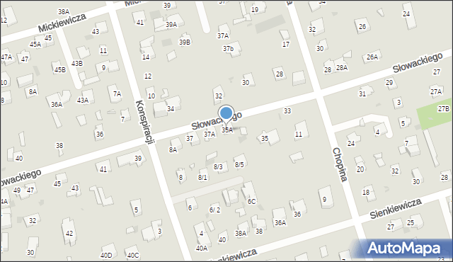 Brwinów, Słowackiego Juliusza, 35A, mapa Brwinów