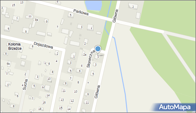 Brzeźce, Słoneczna, 1, mapa Brzeźce