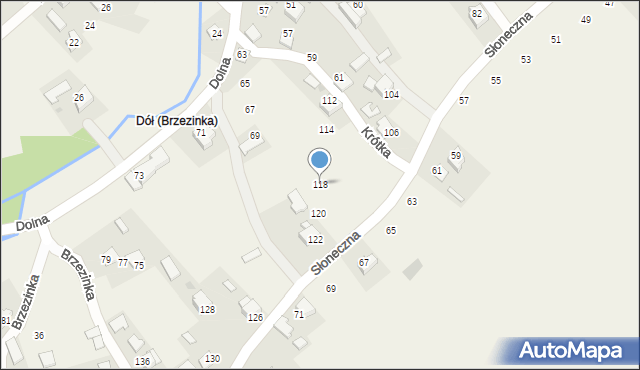 Brzezinka, Słoneczna, 118, mapa Brzezinka