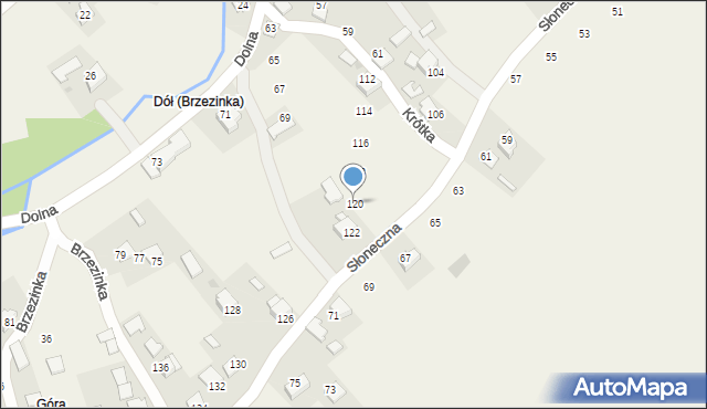 Brzezinka, Słoneczna, 120, mapa Brzezinka