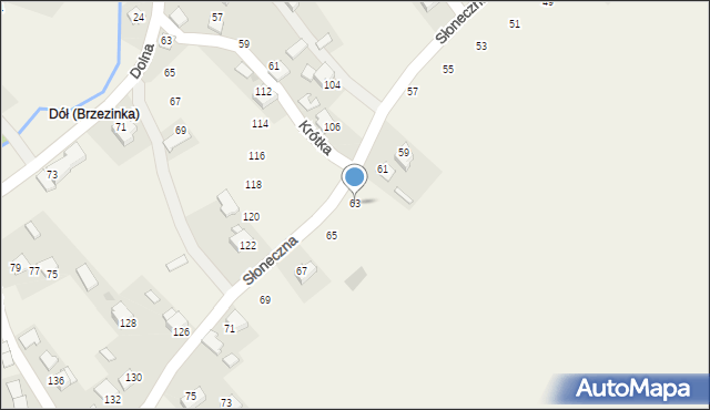 Brzezinka, Słoneczna, 63, mapa Brzezinka