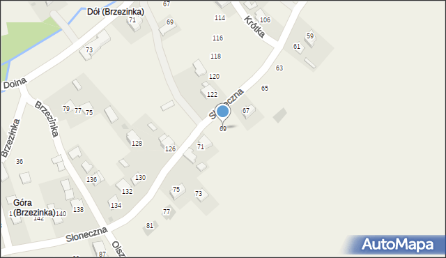 Brzezinka, Słoneczna, 69, mapa Brzezinka