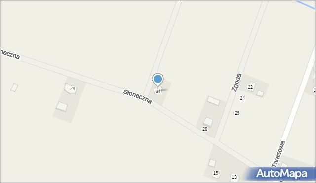 Brzeziny, Słoneczna, 34, mapa Brzeziny