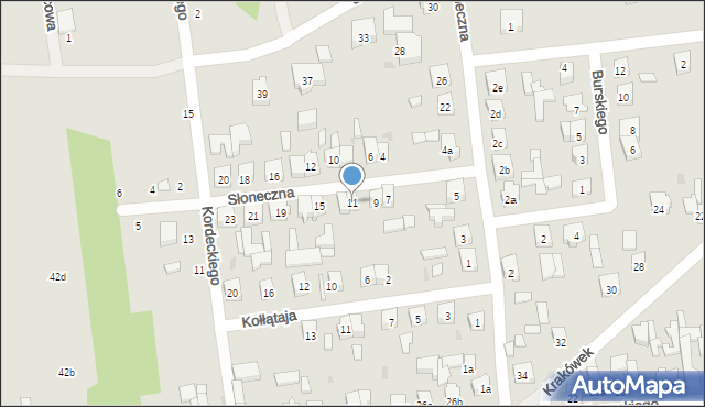 Brzeziny, Słoneczna, 11, mapa Brzeziny