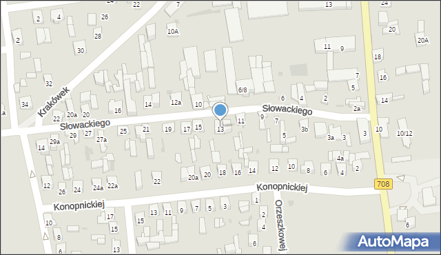 Brzeziny, Słowackiego Juliusza, 13b, mapa Brzeziny