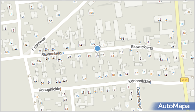 Brzeziny, Słowackiego Juliusza, 17, mapa Brzeziny