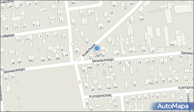 Brzeziny, Słowackiego Juliusza, 20a, mapa Brzeziny