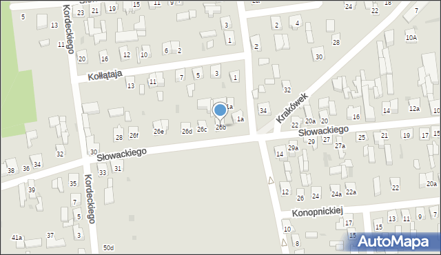Brzeziny, Słowackiego Juliusza, 26b, mapa Brzeziny