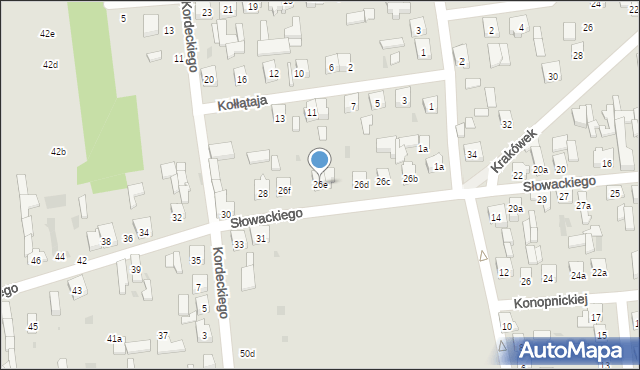 Brzeziny, Słowackiego Juliusza, 26e, mapa Brzeziny
