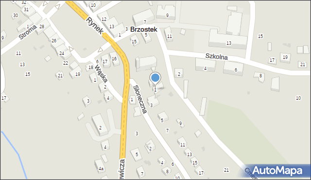 Brzostek, Słoneczna, 1, mapa Brzostek