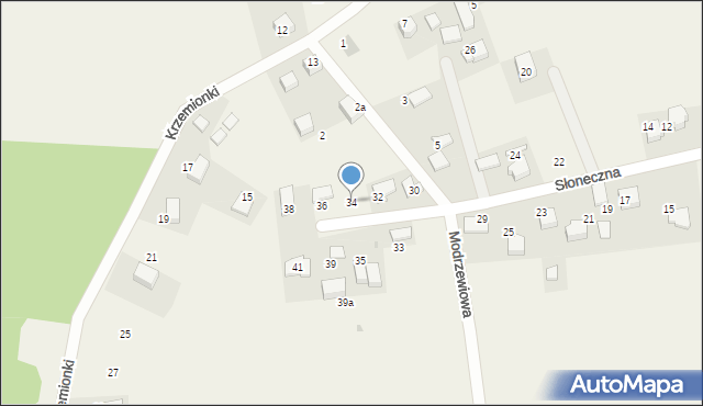 Brzozówka, Słoneczna, 34, mapa Brzozówka