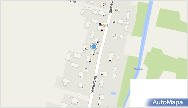 Bugaj, Słoneczna, 17, mapa Bugaj