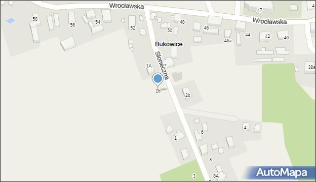 Bukowice, Słoneczna, 1b, mapa Bukowice