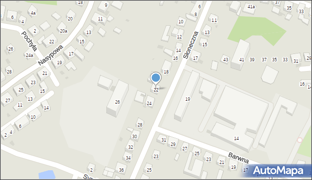 Bydgoszcz, Słoneczna, 22, mapa Bydgoszczy