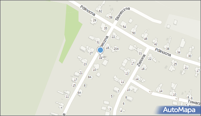 Bytom, Słoneczna, 14, mapa Bytomia