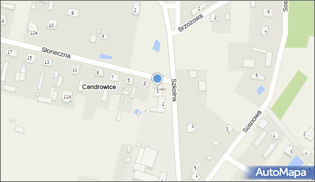 Cendrowice, Słoneczna, 1, mapa Cendrowice