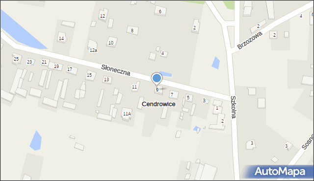 Cendrowice, Słoneczna, 9, mapa Cendrowice