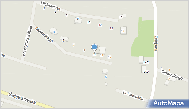 Chęciny, Słowackiego Juliusza, 11, mapa Chęciny