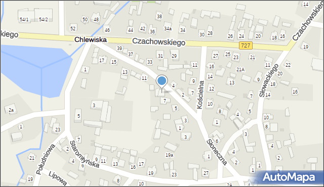 Chlewiska, Słoneczna, 9, mapa Chlewiska