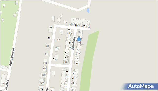 Chorzów, Słowików, 52, mapa Chorzów