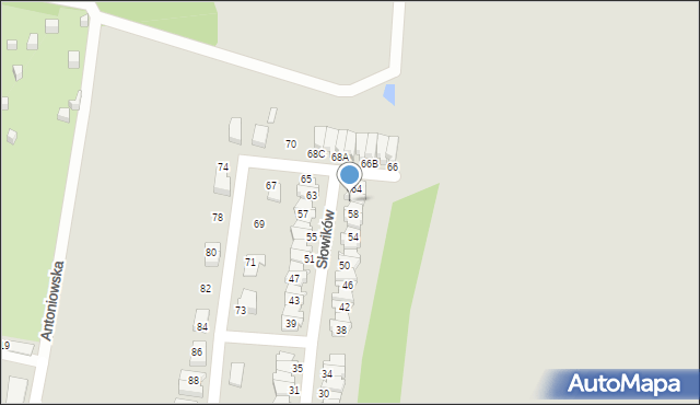 Chorzów, Słowików, 62, mapa Chorzów