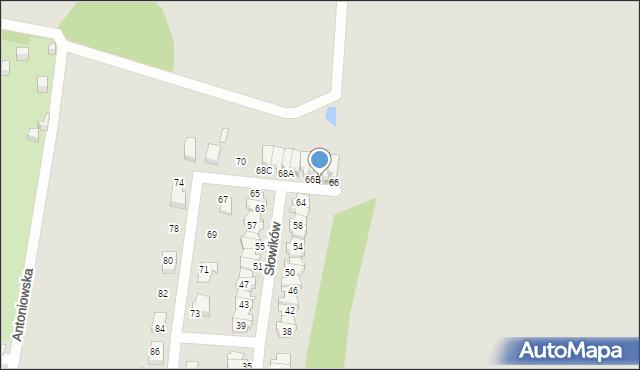 Chorzów, Słowików, 66a, mapa Chorzów