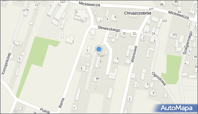 Chruszczobród, Słowackiego Juliusza, 9B, mapa Chruszczobród