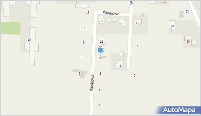 Chwalęcice, Śliwkowa, 10, mapa Chwalęcice