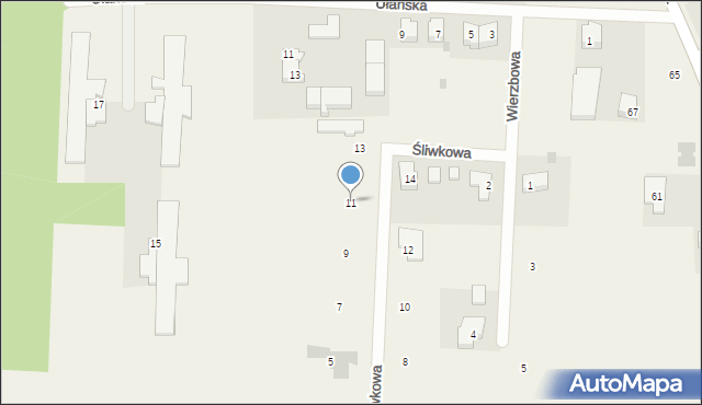 Chwalęcice, Śliwkowa, 11, mapa Chwalęcice