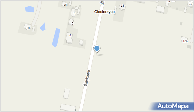 Ciecierzyce, Śliwkowa, 3a, mapa Ciecierzyce