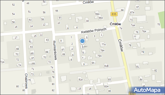 Ćmiłów, Słoneczna, 3, mapa Ćmiłów