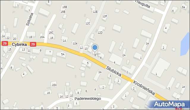 Cybinka, Słubicka, 8, mapa Cybinka