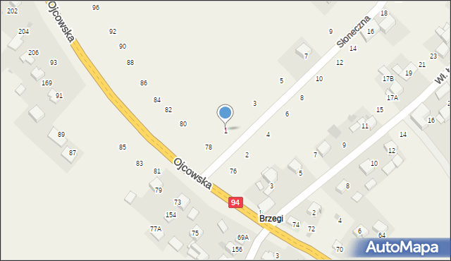 Czajowice, Słoneczna, 1, mapa Czajowice