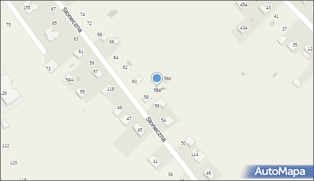 Czajowice, Słoneczna, 58a, mapa Czajowice