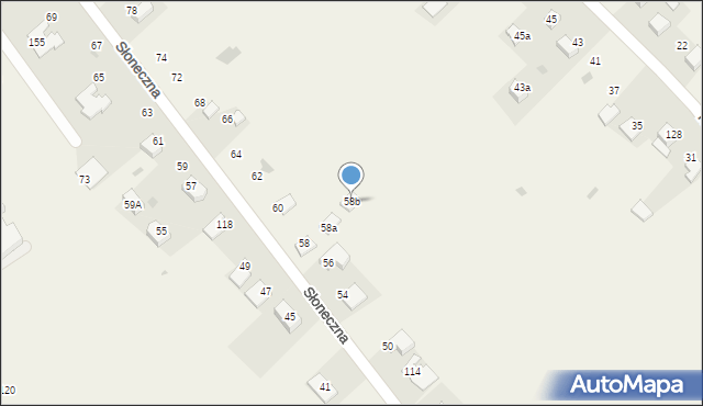 Czajowice, Słoneczna, 58b, mapa Czajowice