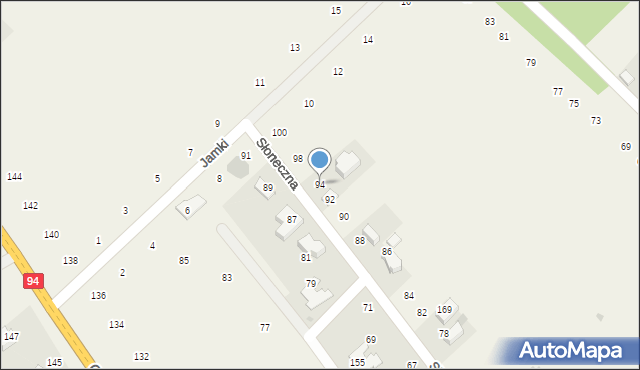 Czajowice, Słoneczna, 94, mapa Czajowice