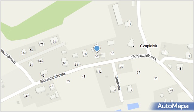 Czapielsk, Słonecznikowa, 54, mapa Czapielsk