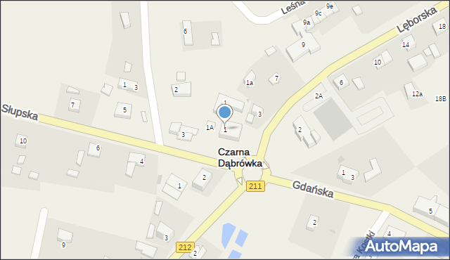 Czarna Dąbrówka, Słupska, 1, mapa Czarna Dąbrówka