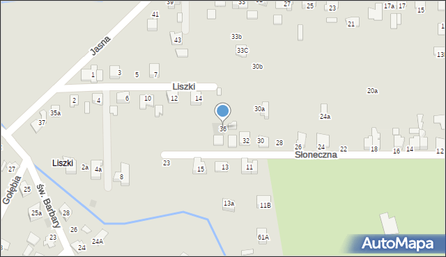 Czechowice-Dziedzice, Słoneczna, 36, mapa Czechowic-Dziedzic
