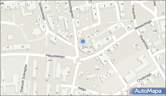 Czechowice-Dziedzice, Słowackiego Juliusza, 13, mapa Czechowic-Dziedzic