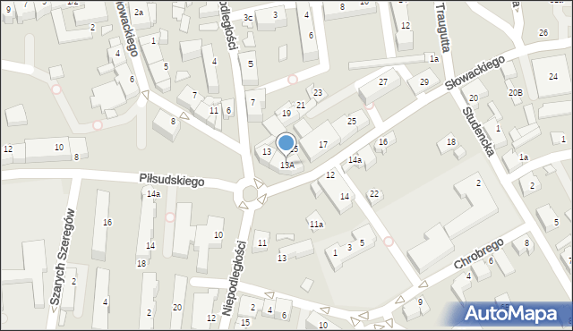 Czechowice-Dziedzice, Słowackiego Juliusza, 13A, mapa Czechowic-Dziedzic