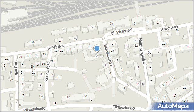 Czechowice-Dziedzice, Słowackiego Juliusza, 2, mapa Czechowic-Dziedzic