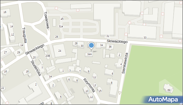 Czechowice-Dziedzice, Słowackiego Juliusza, 32a, mapa Czechowic-Dziedzic