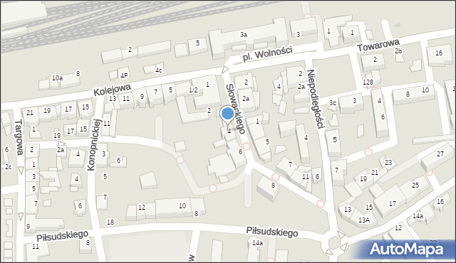 Czechowice-Dziedzice, Słowackiego Juliusza, 4, mapa Czechowic-Dziedzic