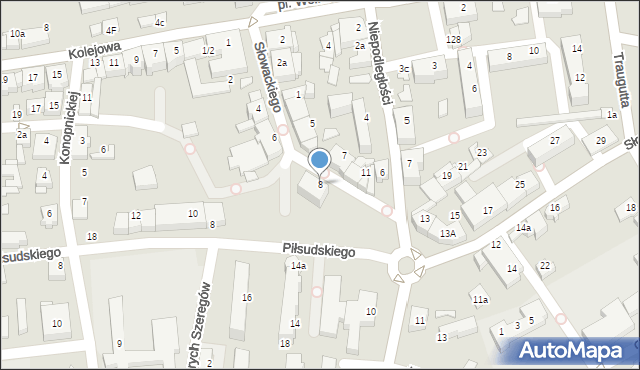 Czechowice-Dziedzice, Słowackiego Juliusza, 8, mapa Czechowic-Dziedzic