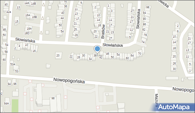 Czeladź, Słowiańska, 40, mapa Czeladź