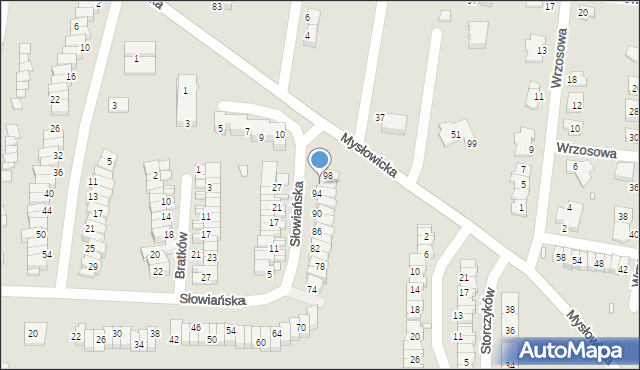 Czeladź, Słowiańska, 96, mapa Czeladź