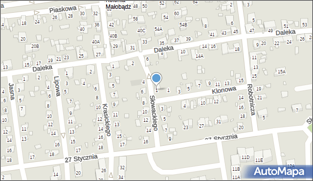 Czeladź, Słowackiego Juliusza, 1, mapa Czeladź